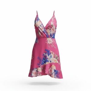 Amazon Floral Pink and Blue Dress With Adjustable Straps, Size XL